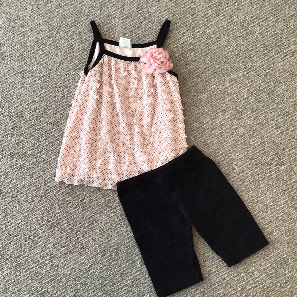 Haute baby girl outfit-Tank and black pant-Size 3T